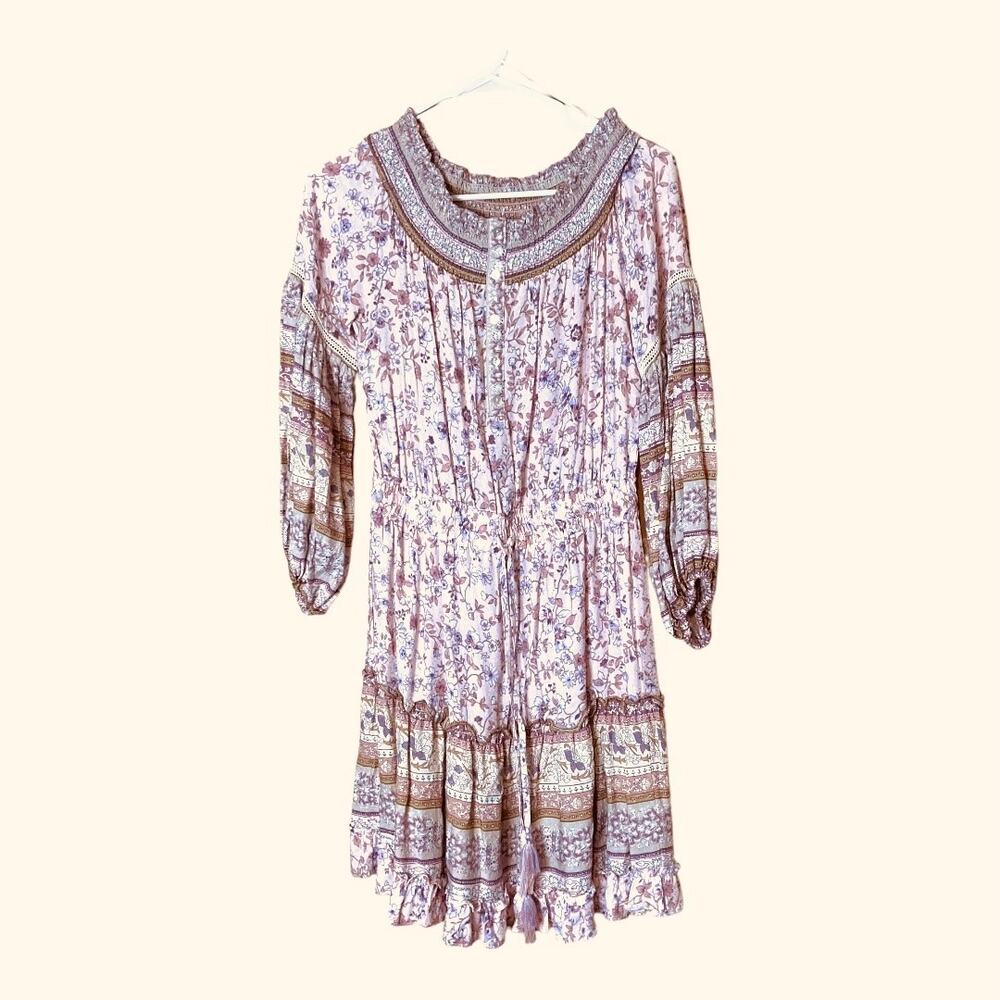LoveStitch Clementine Mini Dress Flowers and Tiered Skirt Size S